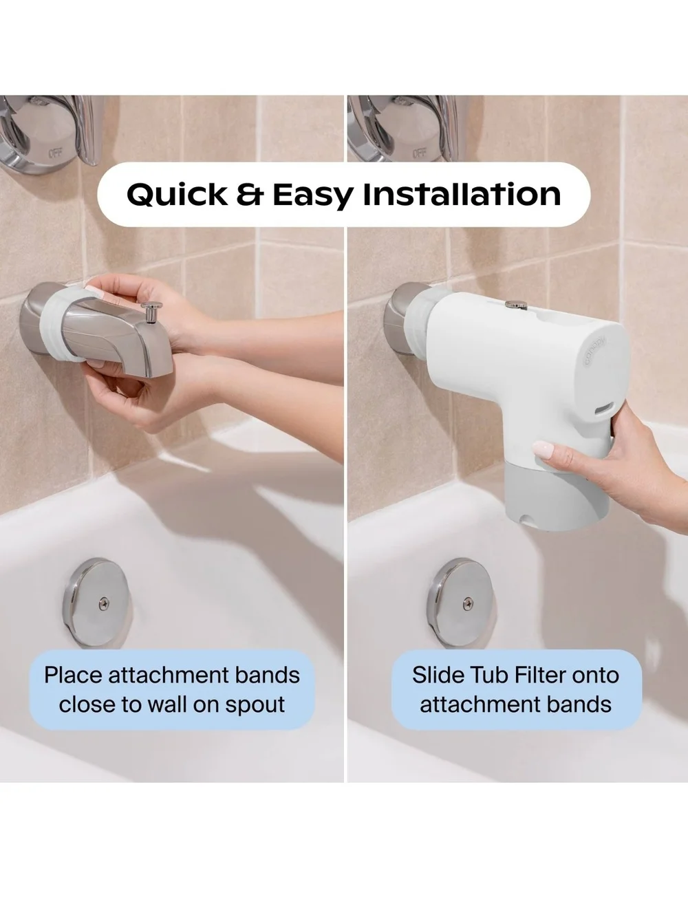 White 2-in-1 Bath Tub Filter & Spout Cover